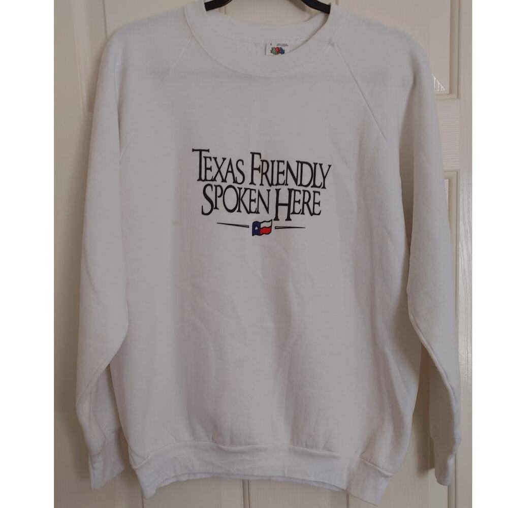 Vintage Fruit of the Loom Sweatshirt Texas Friendly Spoken Here Large